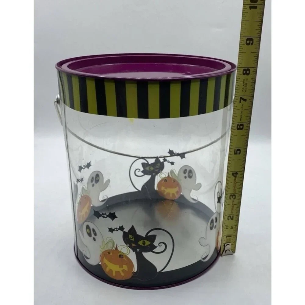Halloween Gift Bucket Pail Trick or Treat Pumpkin Ghost Black Cat Container